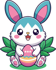 Cartoon Rabbit, Cute Cartoon Rabbit, Cute Cartoon Rabbit Vector Set, Adorable Rabbit Vector Art.