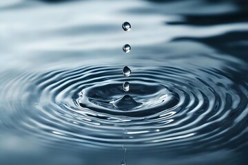 Clear water ripples with falling droplets.