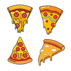 Pizza Vector illustration of a set of cartoon food icons and holiday symbols