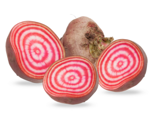 fresh candy stripe beets showcasing concentric rings, ideal for creative vegan recipes