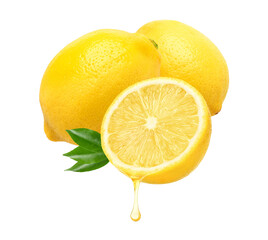 fresh lemons with dripping juice, perfect for lemonade and vitamin-rich content