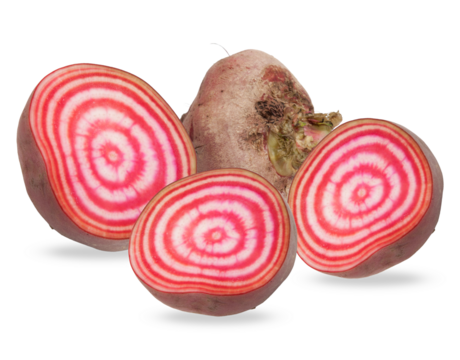 fresh candy stripe beets showcasing concentric rings, ideal for creative vegan recipes