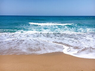 calm waves on the beach in korea.