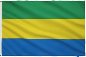 Gabon flag waving proudly in the wind symbolizing national pride and identity for all uses
