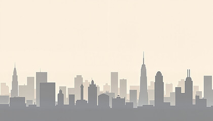 Obraz premium City skyline silhouette in soft tones at dawn 