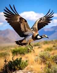 Obraz premium Bird in flight, desert landscape