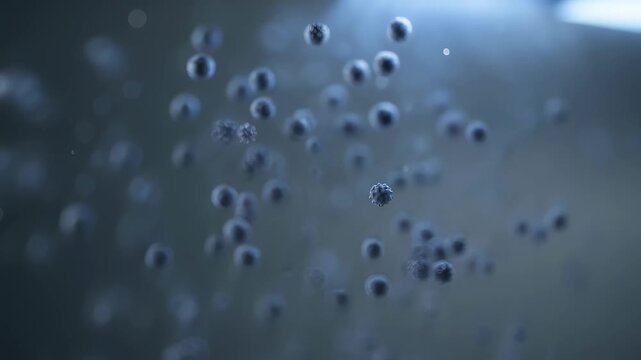 Medium shot featuring a focused cluster of airborne nanosensors floating from an aerosol delivery system the background softly out of focus illustrating realtime ISR area