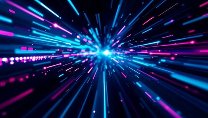 Naklejka premium ワープ航法のような光の抽象背景