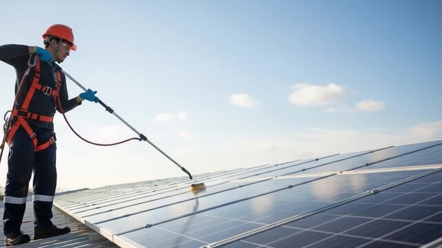 Rooftop cleaner solar array maintenance