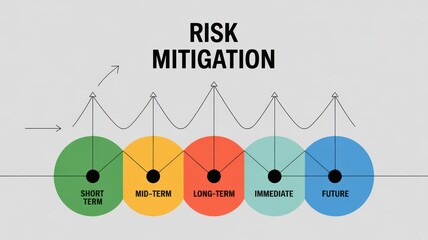 long term investment trend concept. Risk mitigation strategy visualized through timelines and phases.