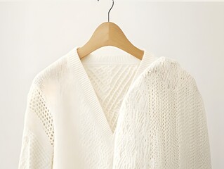 Elegant White Knitted Cardigans Fashion Photography