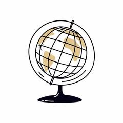 Vector art of stylized illustration of a globe on a stand, representing global concepts, travel, and geography
