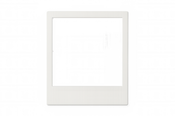 Vintage white instant photo frame, transparent background for customizing personal designs with unique imagery