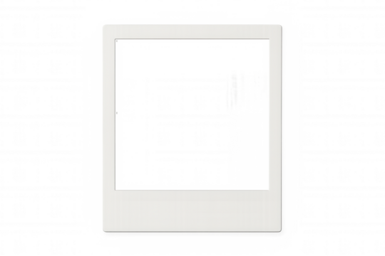 Vintage white instant photo frame, transparent background for customizing personal designs with unique imagery
