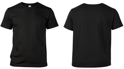 Blank black t-shirt mockup, front and back view, perfect for apparel design projects and branding