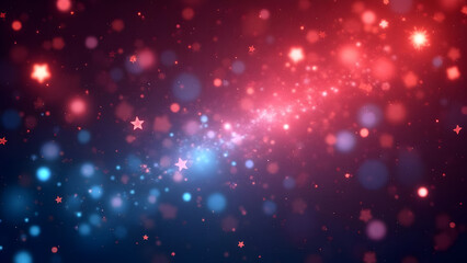 Naklejka premium Abstract Red and Blue Stars and Bokeh Background for festive Celebrations