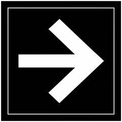 Vector art of a bold white arrow pointing to the right, set against a stark within a white border, symbolizing direction and progress