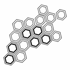 Vector art of abstract geometric pattern of interconnected hexagons with some highlighted in bold