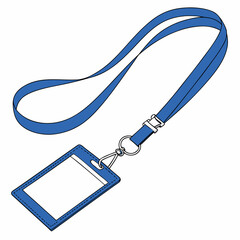 Vector art of blue lanyard with a blank identification card holder