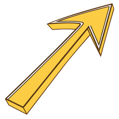Vector art of a bold yellow arrow pointing upwards, symbolizing growth, progress, and success, isolated on a