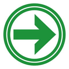 Vector art of green arrow pointing to the right inside a doublelined circle
