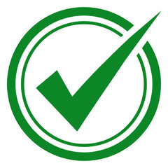 Vector art of green check mark inside a circle, , symbolizing correctness, approval, and success