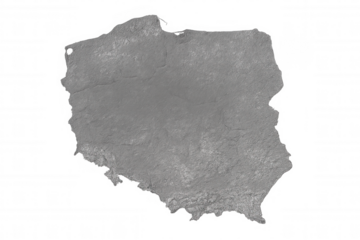 Stone surface forming poland map with transparent background, ideal for geopolitical, travel, or historical presentations