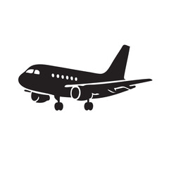 Airplane passenger travel silhouette icon. Aeroplane vector icon aircraft isolated symbol shape