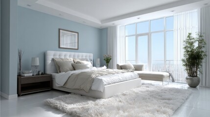 Modern Bright Bedroom Design with Minimalist Style and Elegance