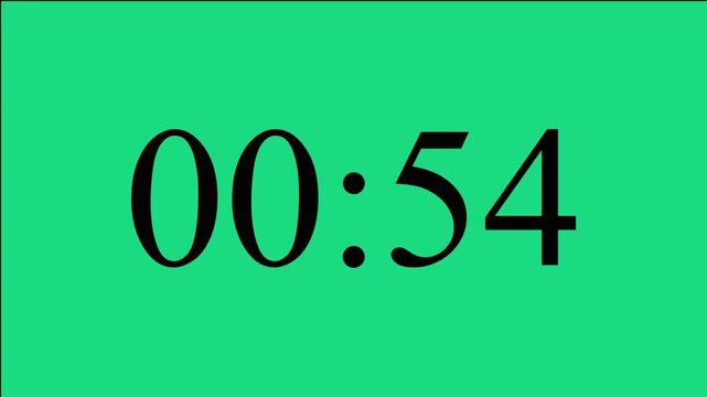1 Minute Countdown Timer with Digital Display, Blue Screen
Modern 4K Countdown Timer for Presentations, Events, and Live Streams
Minimalist Countdown Timer: 60 Seconds with Smooth Animation
green back