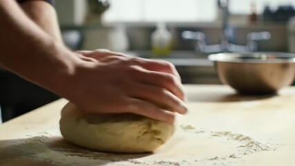 Hands Kneading Dough A Close-Up of Baking Process