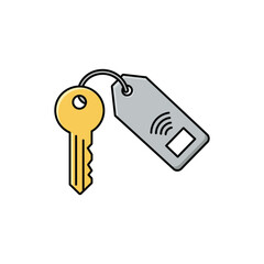 Key and Keycard with Wireless Symbol for Access Control Technology