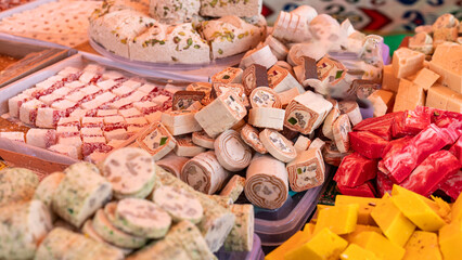 Eastern sweets. Turkish delight, sherbet, halva.