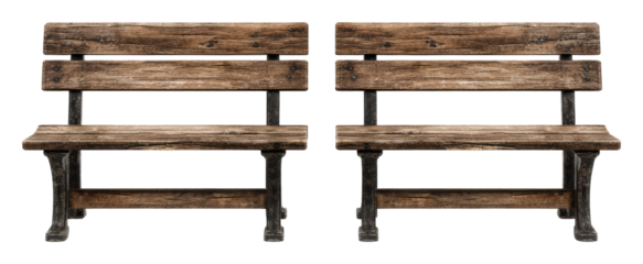 Rest area benches public park furniture type urban angle isolated on transparent background