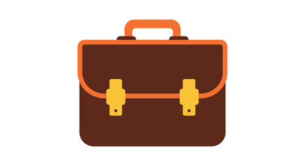 Brown leather briefcase with orange accents and gold clasps