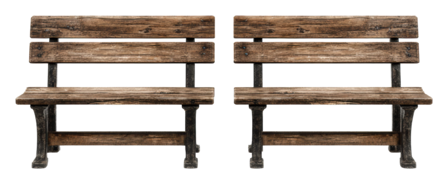 Rest area benches public park furniture type urban angle isolated on transparent background