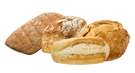 selection of various fresh breads in still life arrangement
