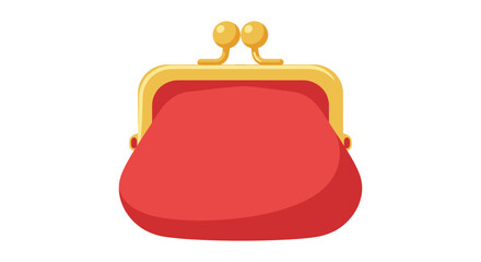 A red purse with a gold clasp and handle