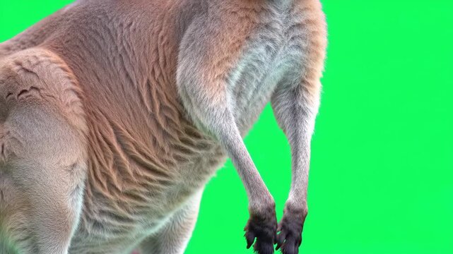 Kangaroo on Green Screen Close-up of Fur and Legs