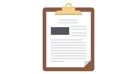 A brown clipboard with a piece of paper and a yellow clip