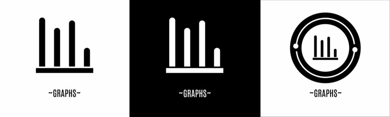 Graphs logo set. Collection of black and white logos. Stock vector.