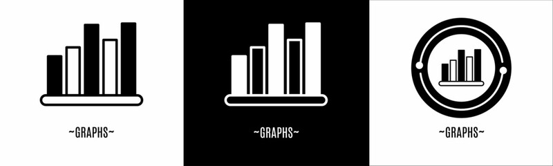 Graphs logo set. Collection of black and white logos. Stock vector.