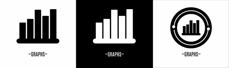 Graphs logo set. Collection of black and white logos. Stock vector.