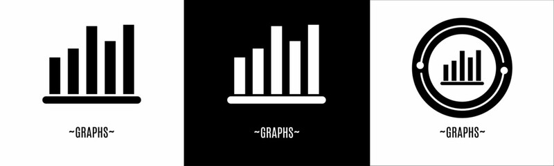 Graphs logo set. Collection of black and white logos. Stock vector.