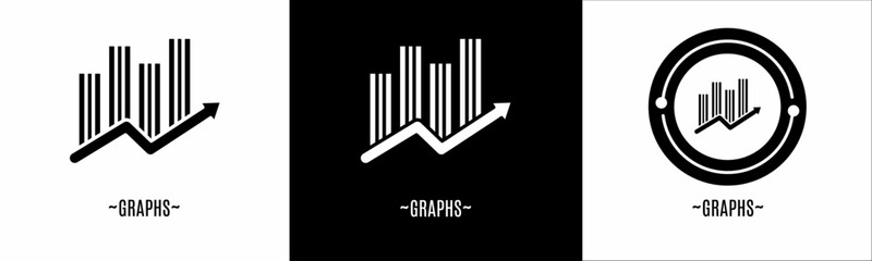 Graphs logo set. Collection of black and white logos. Stock vector.
