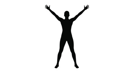 Person jumping up with arms raised in celebration or freedom