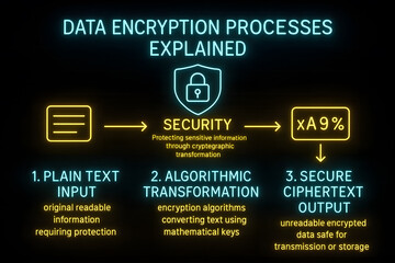 Obraz premium Data Encryption Infographic with Cryptographic Key Security for IT Protection