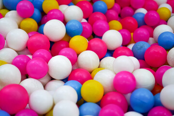 A vibrant display of colorful spheres, creating a playful and cheerful abstract backdrop. Ideal for themes related to childhood fun, parties, and joyful celebrations, promoting a sense of amusement.