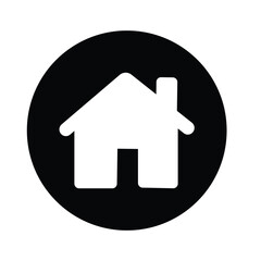 White house icon on a black circle background home