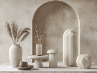 Neutral Tones Home Decor Still Life Archway Vase